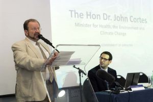 Hon-Minister-of-HeltEnvironmentand-climate-change-Dr.-John-Cortes-speaking